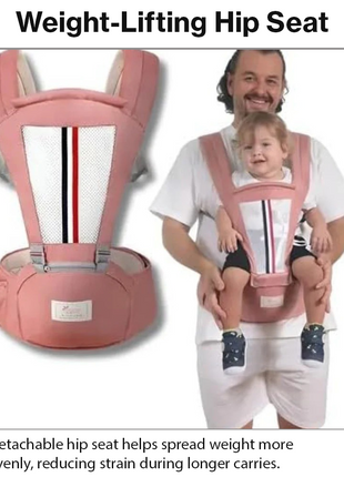 Ergonomic Baby Carrier with Hip Seat 3.5–13 kg – Breathable Mesh – Adjustable Straps Pink