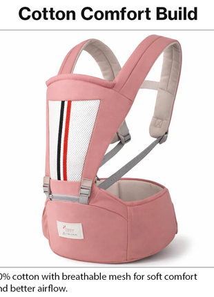 Ergonomic Baby Carrier with Hip Seat 3.5–13 kg – Breathable Mesh – Adjustable Straps Pink