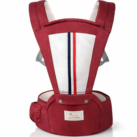 Ergonomic Baby Carrier with Hip Seat 3.5–13 kg – Breathable Mesh – Adjustable Straps Red