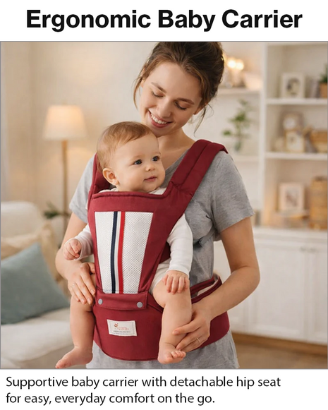 Ergonomic Baby Carrier with Hip Seat 3.5–13 kg – Breathable Mesh – Adjustable Straps Red