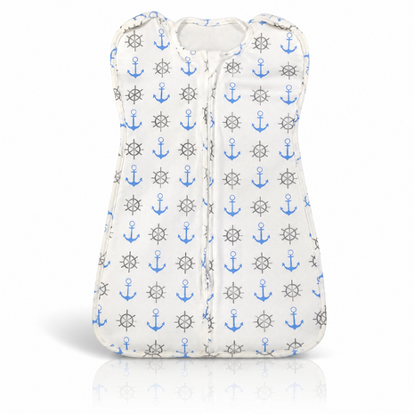 Baby Swaddle Sleep Sack with Twin Zip Closure, Functional Newborn Wrap Blanket, Anchor print