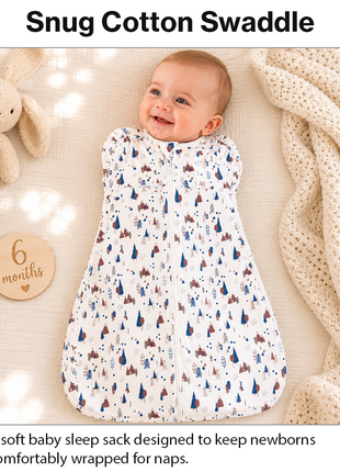 Baby Swaddle Sleep Sack with Twin Zip Closure, Functional Newborn Wrap Blanket,  Woodland Print