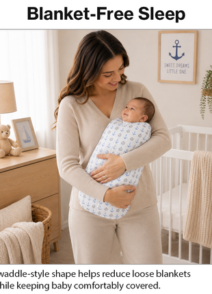 Baby Swaddle Sleep Sack with Twin Zip Closure, Functional Newborn Wrap Blanket, Anchor print