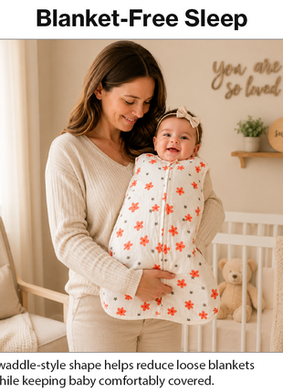 Baby Swaddle Sleep Sack with Twin Zip Closure, Functional Newborn Wrap Blanket, Floral Print