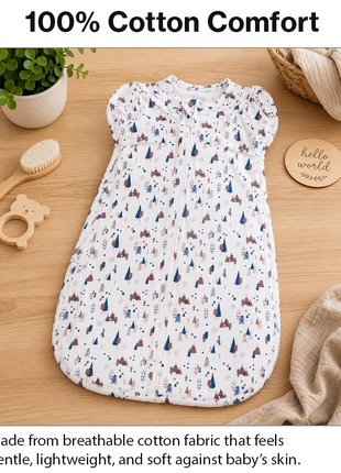 Baby Swaddle Sleep Sack with Twin Zip Closure, Functional Newborn Wrap Blanket,  Woodland Print
