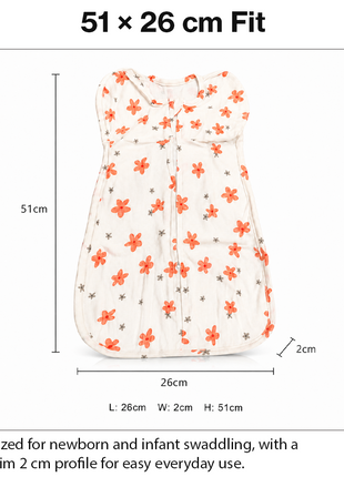 Baby Swaddle Sleep Sack with Twin Zip Closure, Functional Newborn Wrap Blanket, Floral Print