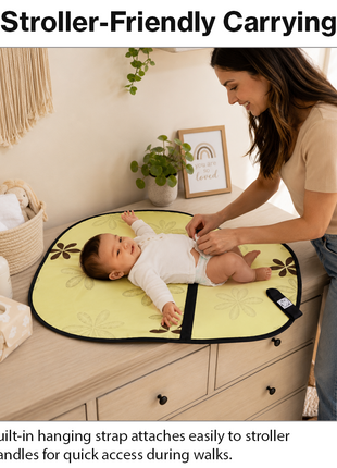 Portable Baby Changing Pad Foldable Diaper Changing Mat with Stroller Strap Compact Travel Clutch for Moms