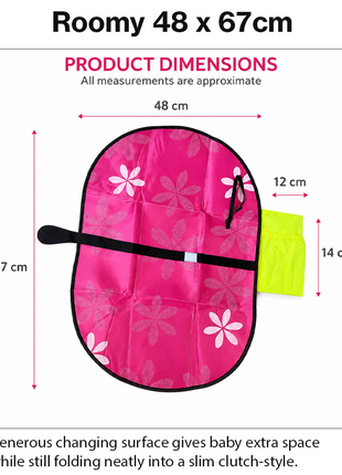 Portable Baby Changing Pad Foldable Diaper Changing Mat with Stroller Strap Compact Travel Clutch for Moms