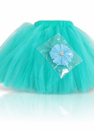 Green Layered Tulle Tutu Skirt Set with Black Satin Ribbon & Matching Flower Hair Clip for Kids (Copy)