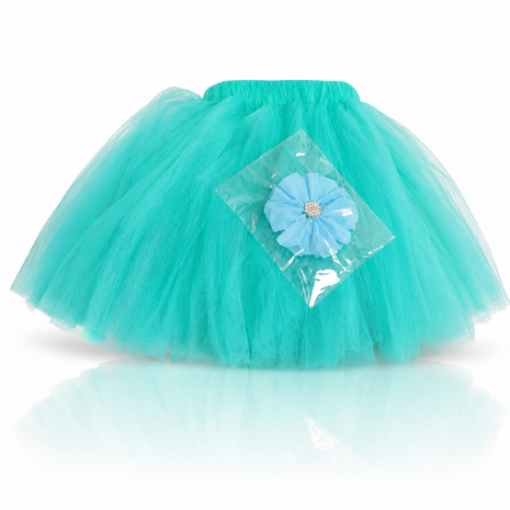 Green Layered Tulle Tutu Skirt Set with Black Satin Ribbon & Matching Flower Hair Clip for Kids (Copy)