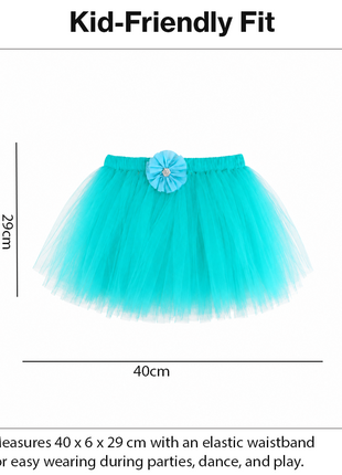 Green Layered Tulle Tutu Skirt Set with Black Satin Ribbon & Matching Flower Hair Clip for Kids (Copy)