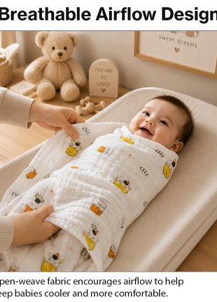 100% Cotton Muslin Baby Swaddle Blanket 110 x 110 cm Lightweight Breathable Soft Newborn Wrap Cow