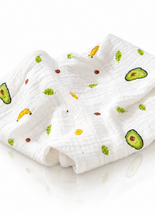 100% Cotton Muslin Baby Swaddle Blanket 110 x 110 cm Lightweight Breathable Soft Newborn Wrap Fruit