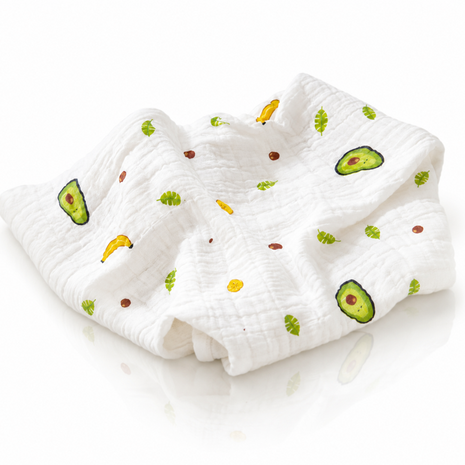 100% Cotton Muslin Baby Swaddle Blanket 110 x 110 cm Lightweight Breathable Soft Newborn Wrap Fruit