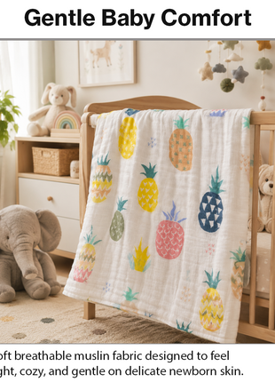 100% Cotton Muslin Baby Swaddle Blanket 110 x 110 cm Lightweight Breathable Soft Newborn Wrap