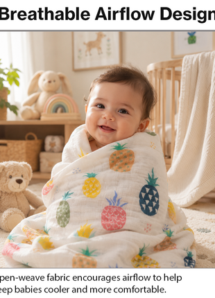 100% Cotton Muslin Baby Swaddle Blanket 110 x 110 cm Lightweight Breathable Soft Newborn Wrap