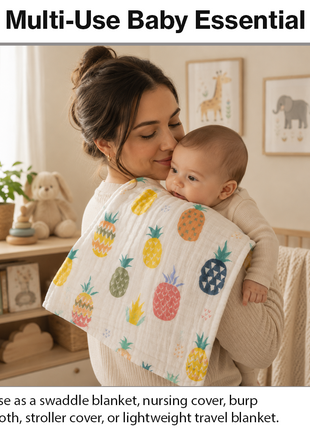 100% Cotton Muslin Baby Swaddle Blanket 110 x 110 cm Lightweight Breathable Soft Newborn Wrap