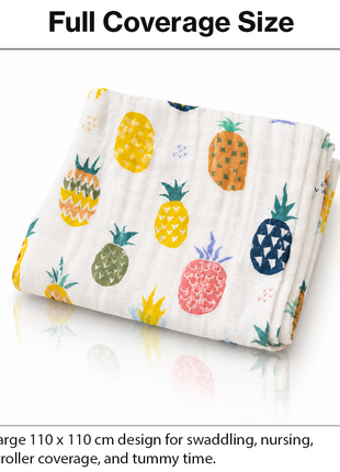 100% Cotton Muslin Baby Swaddle Blanket 110 x 110 cm Lightweight Breathable Soft Newborn Wrap