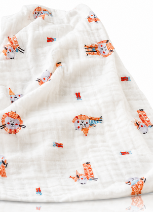 100% Cotton Muslin Baby Swaddle Blanket 110 x 110 cm Lightweight Breathable Soft Newborn Wrap Sheep