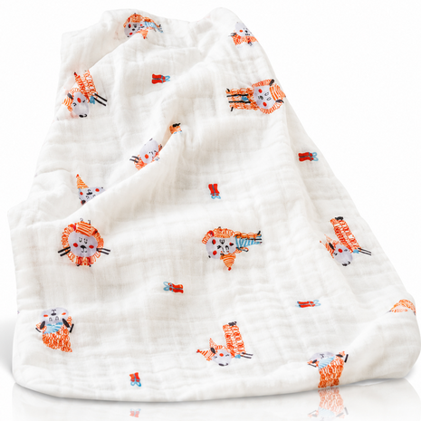 100% Cotton Muslin Baby Swaddle Blanket 110 x 110 cm Lightweight Breathable Soft Newborn Wrap Sheep