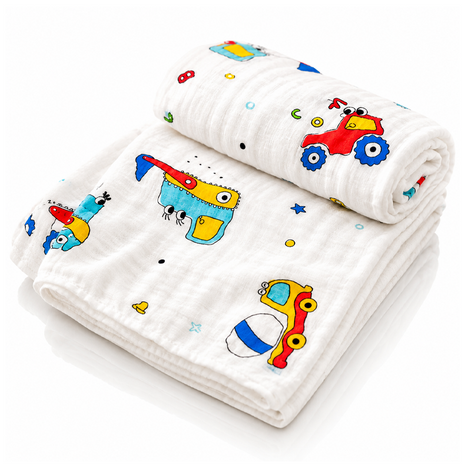 100% Cotton Muslin Baby Swaddle Blanket 110 x 110 cm Lightweight Breathable Soft Newborn Wrap Truck