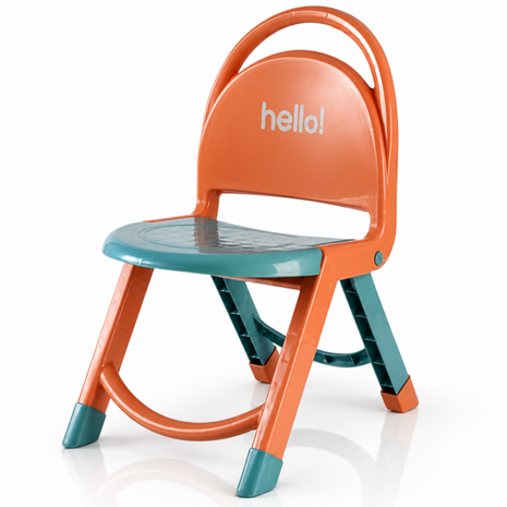 Foldable Kids Chair Lightweight Plastic Portable Study Chair -Orange/Teal