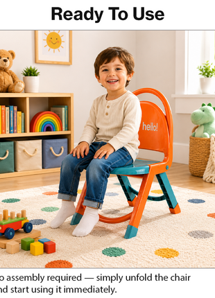 Foldable Kids Chair Lightweight Plastic Portable Study Chair -Orange/Teal