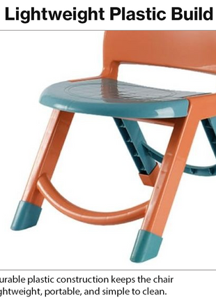 Foldable Kids Chair Lightweight Plastic Portable Study Chair -Orange/Teal