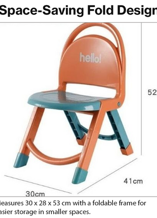 Foldable Kids Chair Lightweight Plastic Portable Study Chair -Orange/Teal