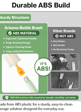 Portable Green Baby Bottle Cleaning Brush Set with Storage Bottle, ABS Plastic Straw & Nipple Cleaning Kit for Travel and Daily Use