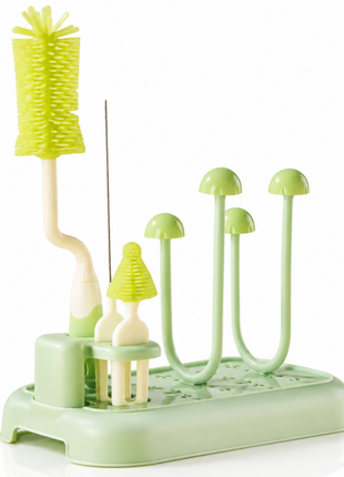 Baby Bottle Cleaning Brush Set with Drying Rack BPA-Free Silicone Kit