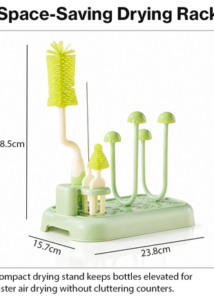 Baby Bottle Cleaning Brush Set with Drying Rack BPA-Free Silicone Kit