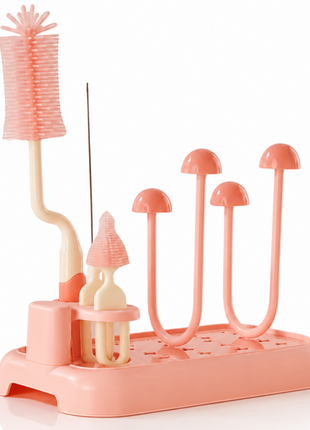 Baby Bottle Cleaning Brush Set with Drying Rack BPA-Free Silicone Kit