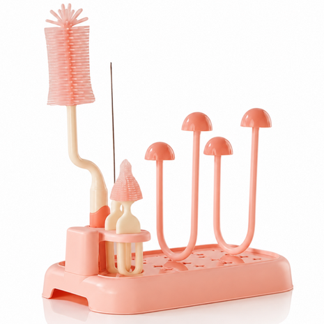Baby Bottle Cleaning Brush Set with Drying Rack BPA-Free Silicone Kit