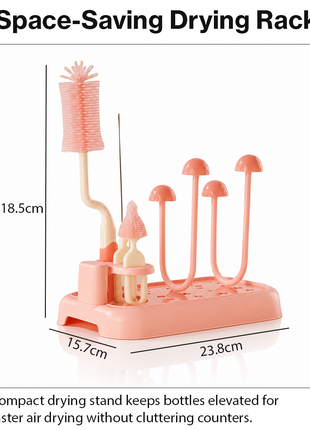 Baby Bottle Cleaning Brush Set with Drying Rack BPA-Free Silicone Kit