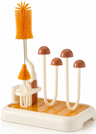 Baby Bottle Cleaning Brush Set with Drying Rack BPA-Free Silicone Kit