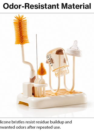 Baby Bottle Cleaning Brush Set with Drying Rack BPA-Free Silicone Kit