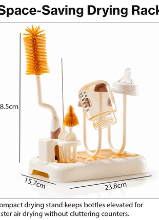 Baby Bottle Cleaning Brush Set with Drying Rack BPA-Free Silicone Kit