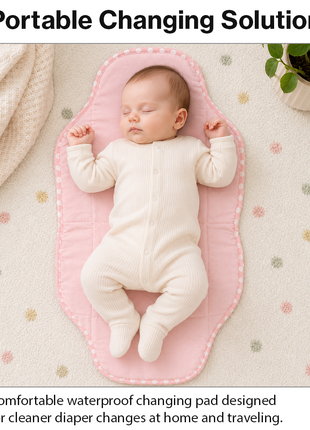 Waterproof Baby Changing Pad Mat Foldable Portable Diaper Changing Station Lightweight Travel Mat Pink