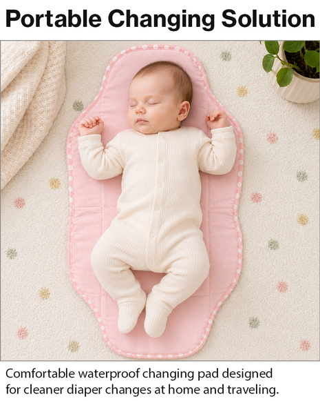 Waterproof Baby Changing Pad Mat Foldable Portable Diaper Changing Station Lightweight Travel Mat Pink