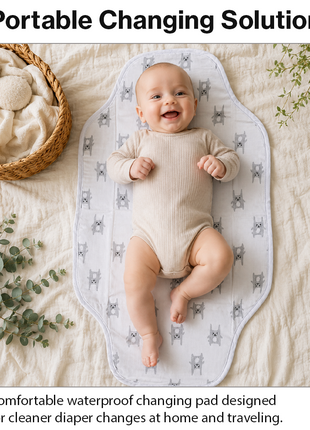 Waterproof Baby Changing Pad Mat Foldable Portable Diaper Changing Station Lightweight Travel Mat Minimalist Bear Print