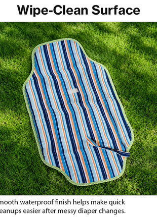 Waterproof Baby Changing Pad Mat Foldable Portable Diaper Changing Station Lightweight Travel Mat Blue Stripe