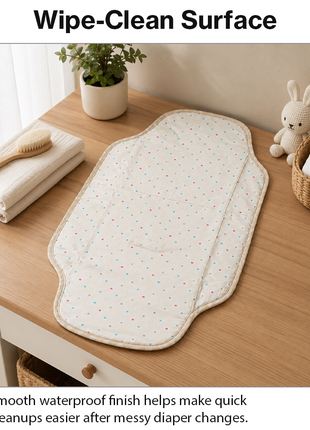 Waterproof Baby Changing Pad Mat Foldable Portable Diaper Changing Station Lightweight Travel Mat Cream Pastel Dot
