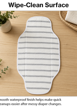 Waterproof Baby Changing Pad Mat Foldable Portable Diaper Changing Station Lightweight Travel Mat Grey Stripe