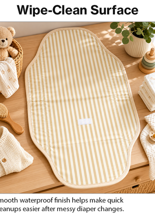 Waterproof Baby Changing Pad Mat Foldable Portable Diaper Changing Station Lightweight Travel Mat Brown Stripe