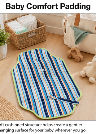 Waterproof Baby Changing Pad Mat Foldable Portable Diaper Changing Station Lightweight Travel Mat Blue Stripe