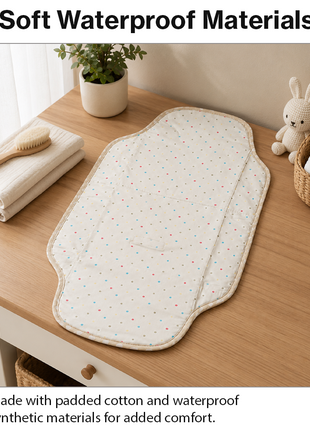 Waterproof Baby Changing Pad Mat Foldable Portable Diaper Changing Station Lightweight Travel Mat Cream Pastel Dot