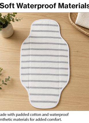Waterproof Baby Changing Pad Mat Foldable Portable Diaper Changing Station Lightweight Travel Mat Grey Stripe