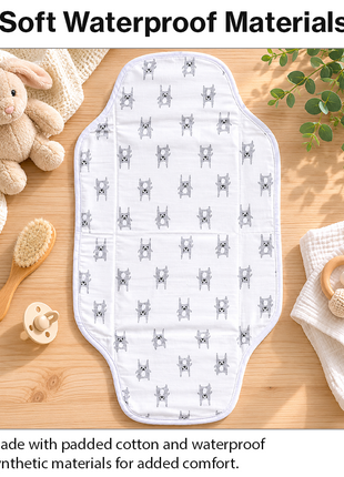 Waterproof Baby Changing Pad Mat Foldable Portable Diaper Changing Station Lightweight Travel Mat Minimalist Bear Print