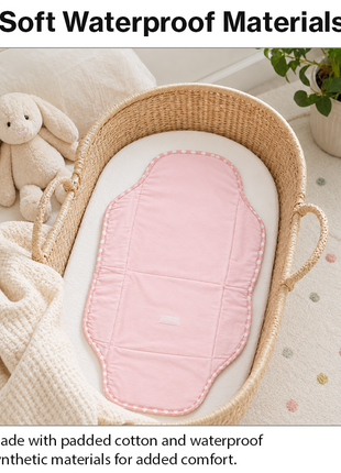 Waterproof Baby Changing Pad Mat Foldable Portable Diaper Changing Station Lightweight Travel Mat Pink
